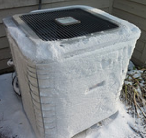 Ice On HVAC Unit In Winter